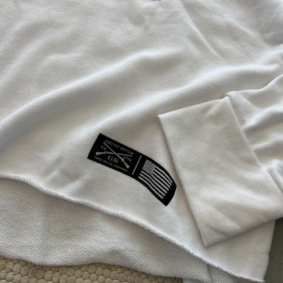 Grunt Style White Black Logo Pullover Hoodie Women’s Sz XXL Raw Hem - Picture 3 of 8